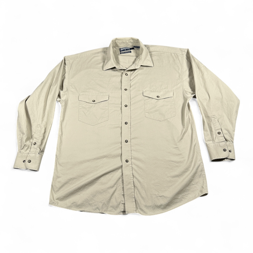 Panhandle Slim Shirt Adult MEDIUM Brown Western Cowboy Stone Pearl Snap